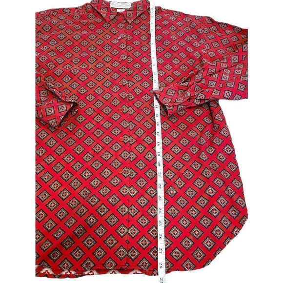 Vtg Gap mens med button up red geometric allover print chest pocket 100% cotton - Picture 5 of 8